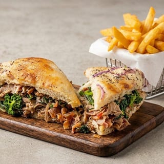Roast Pork Au Jus w/ Broccoli Rabe Focaccia