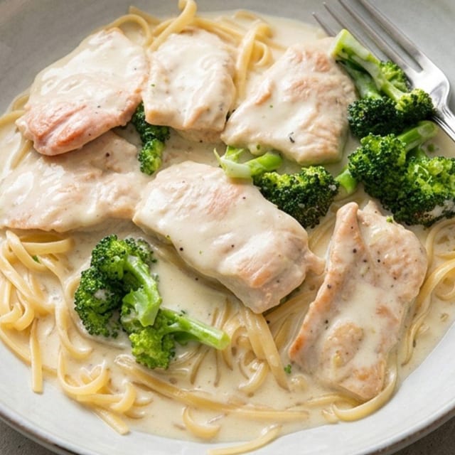 Chicken and Broccoli Alfredo.