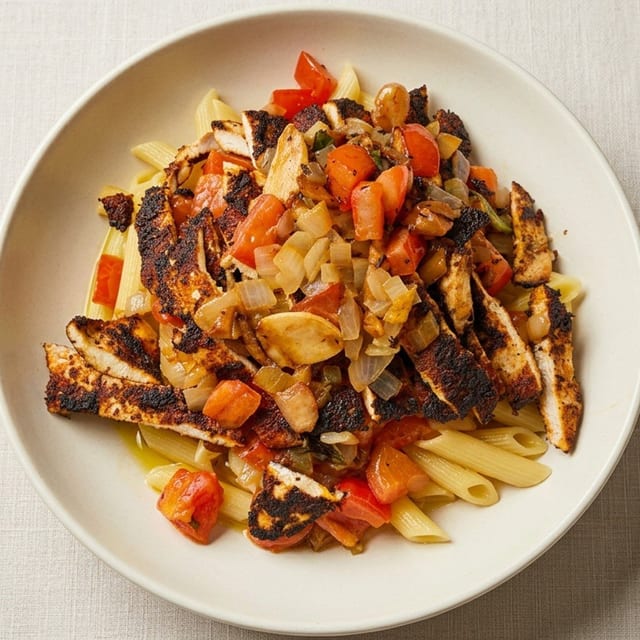 Blackened Chicken Over Penne.