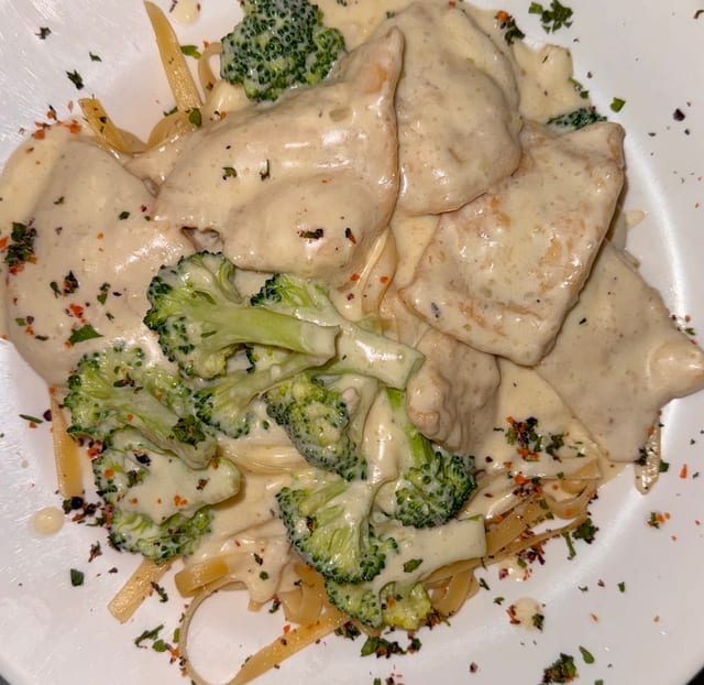 Chicken and Broccoli Alfredo.