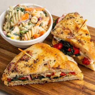 Grilled Chicken w/ Fresh Spinach Focaccia